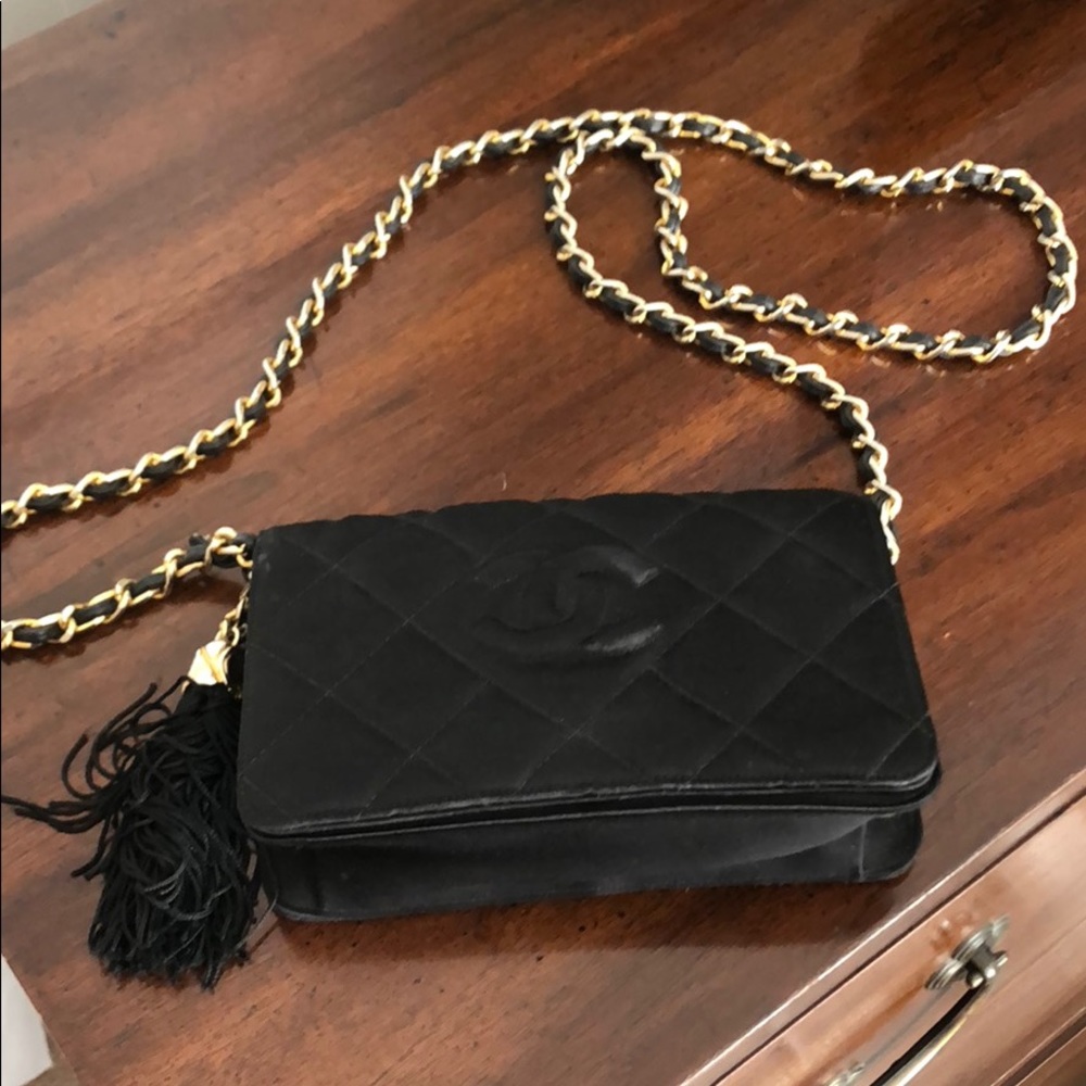 Vintage Chanel black evening bag